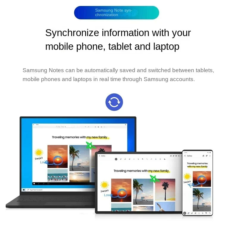 Synchronize Samsung Notes across laptop, tablet, and phone with Galaxy Tab S10 Bluetooth stylus pen